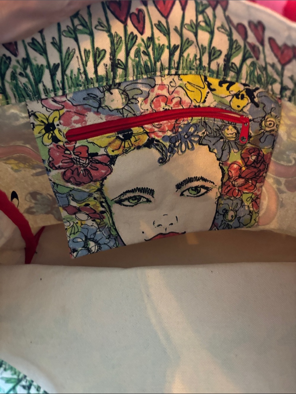Brighton Tote with Pink Straps and Multicolor Floral Heart - Picture 4 of 5